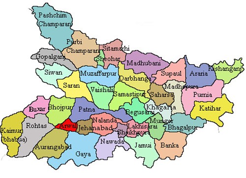 Bihar me kitne jile hai, Districts in Bihar Map
