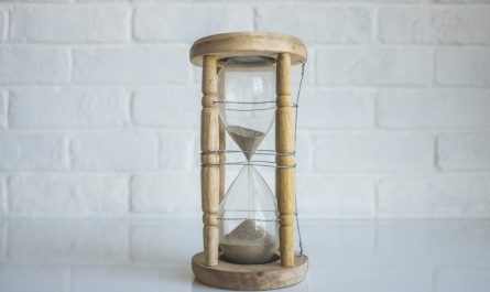 clear hourglass with brown frame